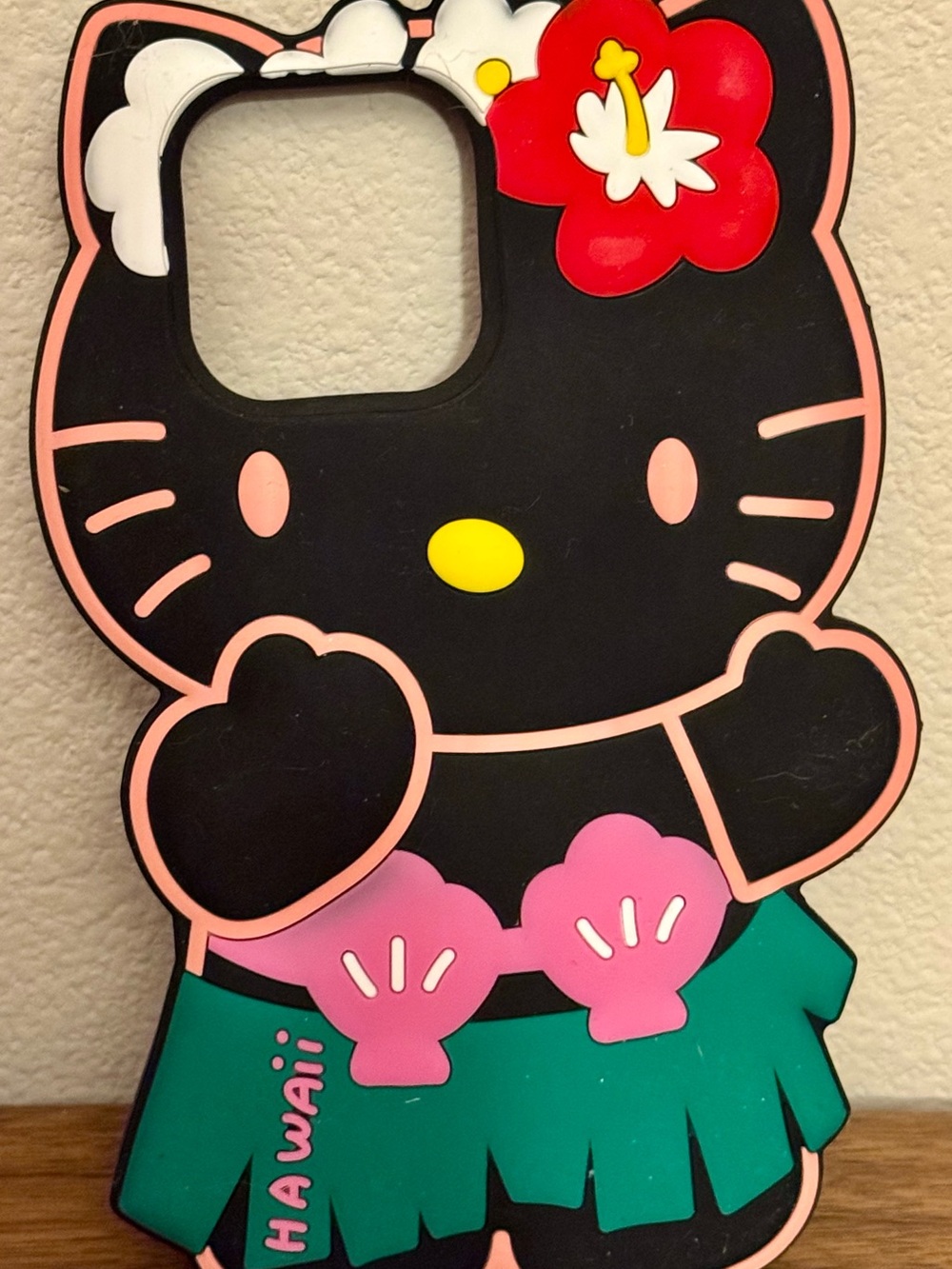Black Hello Kitty Hula Phone Case with Pink & Green Accents